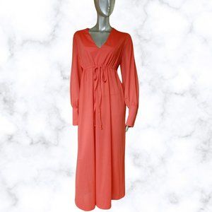 Vintage 70s Mistee Sz Large Red Long Nightgown